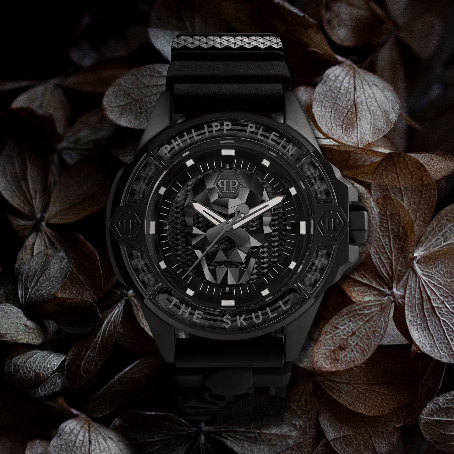 The $Kull Carbon Fiber Male Black Analog Silicon Watch PWAAA2022