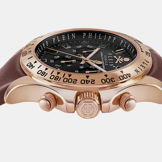 Men Quartz Black Dial Chronograph Leather Watch PWCAA0221 Philipp Plein 43 mm Round Quartz watch