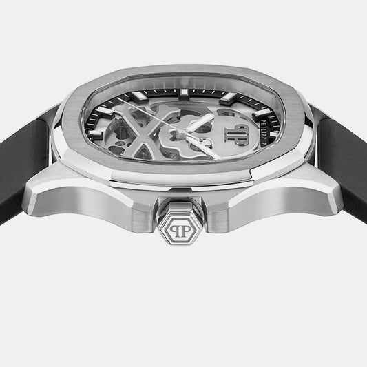 High-Iconic Men Automatic Silver Dial Analog Silicone Watch PWRAA0123 Philipp Plein 42 mm Tonneau Automatic watch