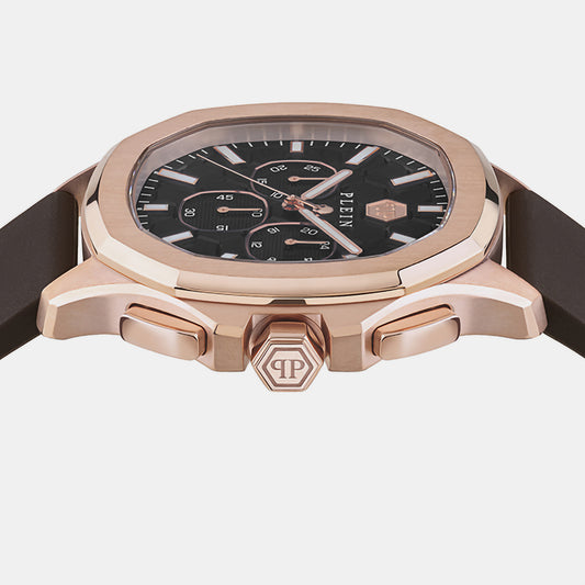 High-Iconic Men Quartz Brown Dial Chronograph Silicone Watch PWSAA0523 Philipp Plein 44 mm Tonneau Quartz watch