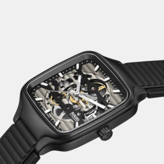 True Square Skeleton Unisex Automatic Rhodium Black Dial Analog Rubber Watch R27197169 True Square Skeleton Unisex Automatic Rhodium Black Dial Analog Rubber Watch R27197169