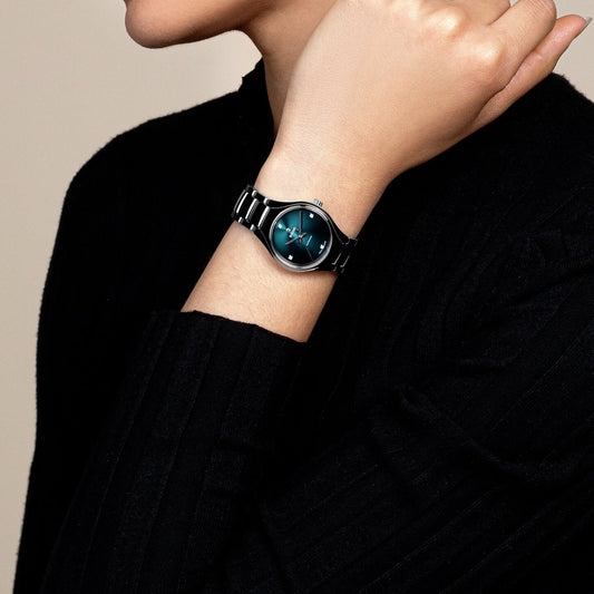 True Round Women Automatic Blue Dial Analog Ceramic Watch R27243742 Rado 30 mm Round Automatic watch