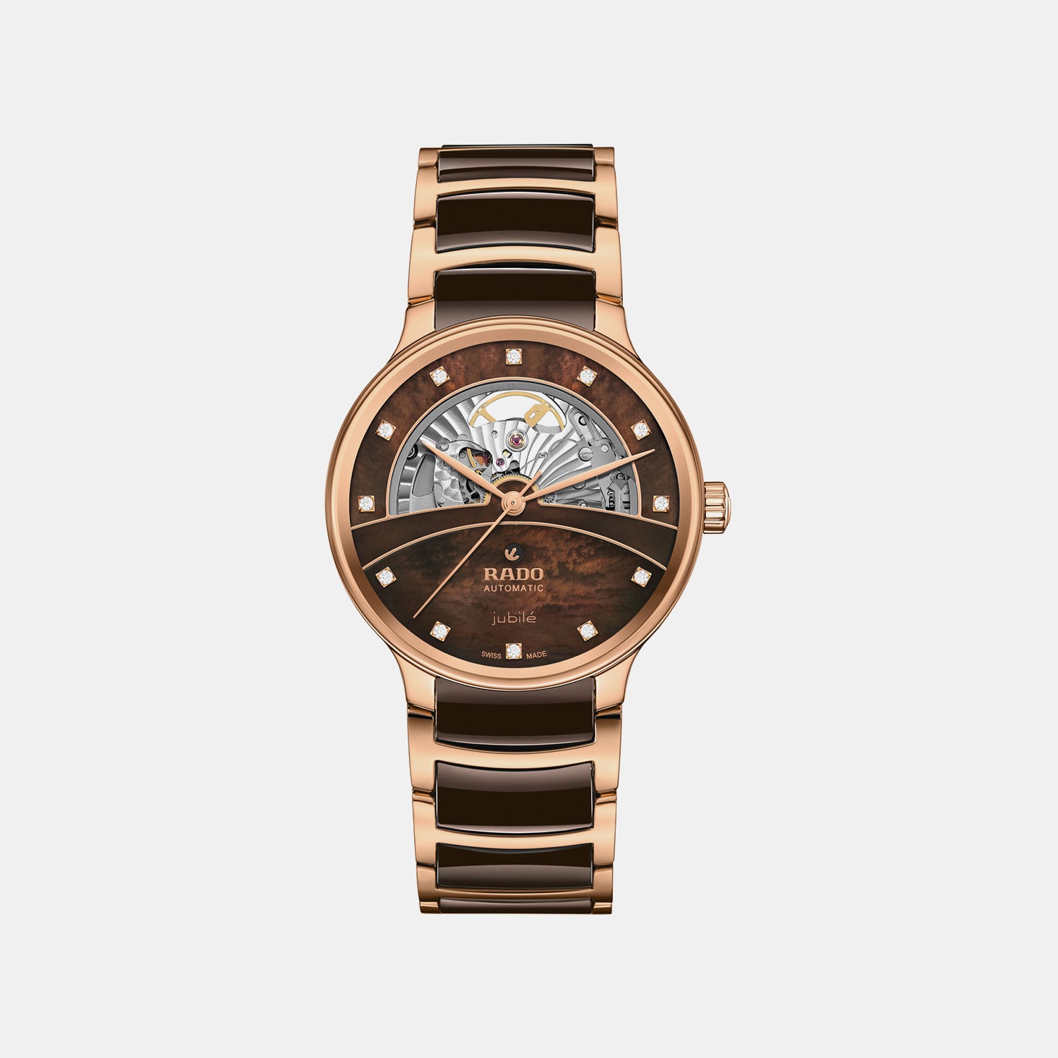 Rado Centrix Brown Mother Of Pearl Ceramic Watch R30028902 – Just