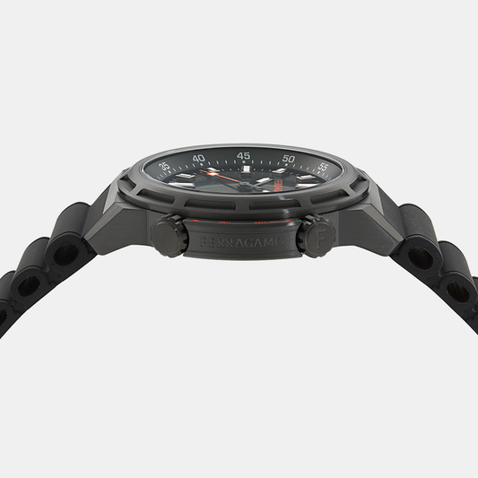 Men Quartz Black Dial Analog Silicone Watch SFJA00224 Ferragamo 46 mm Round Quartz watch