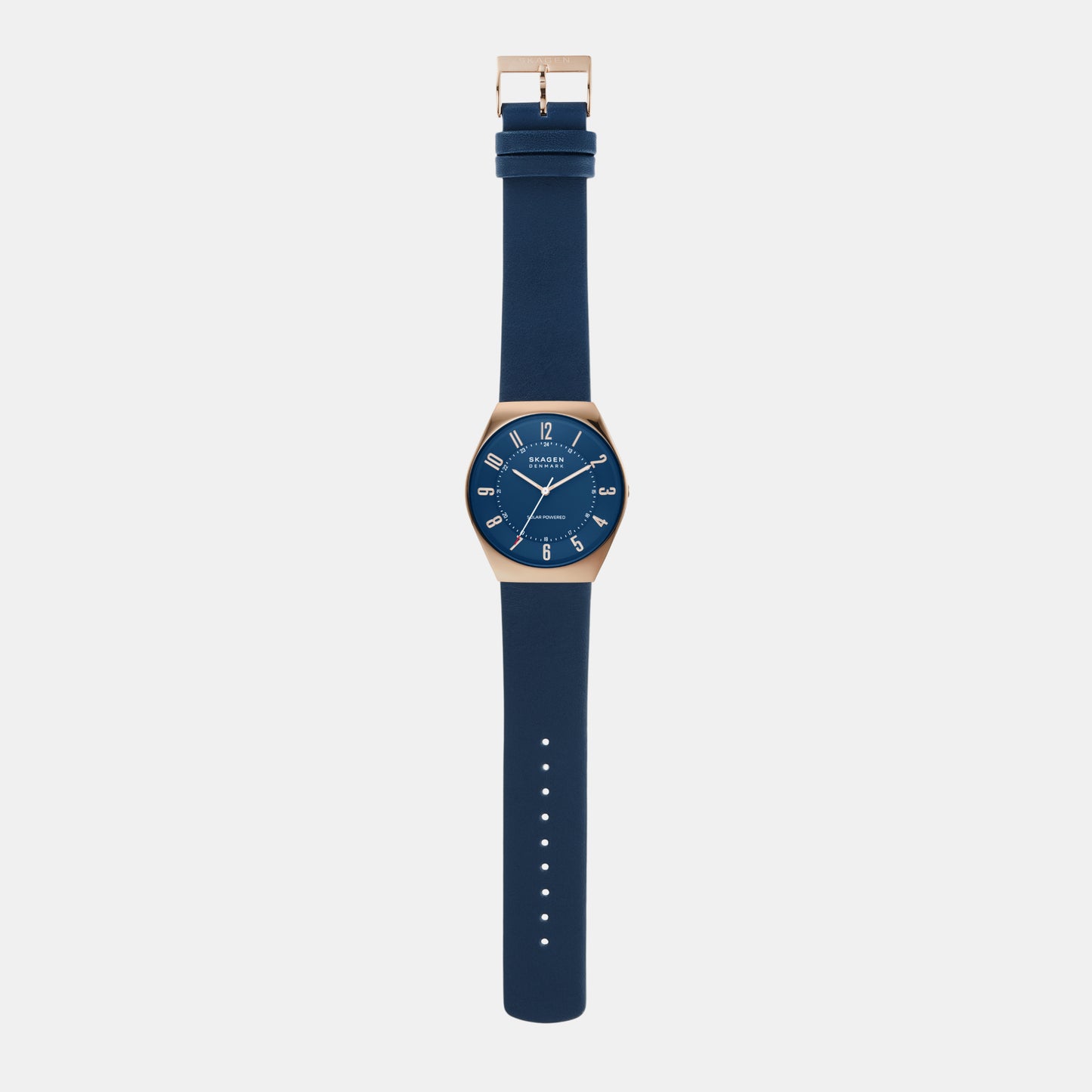 Male Grenen Solar-Powered Ocean Blue Leather Watch SKW6834