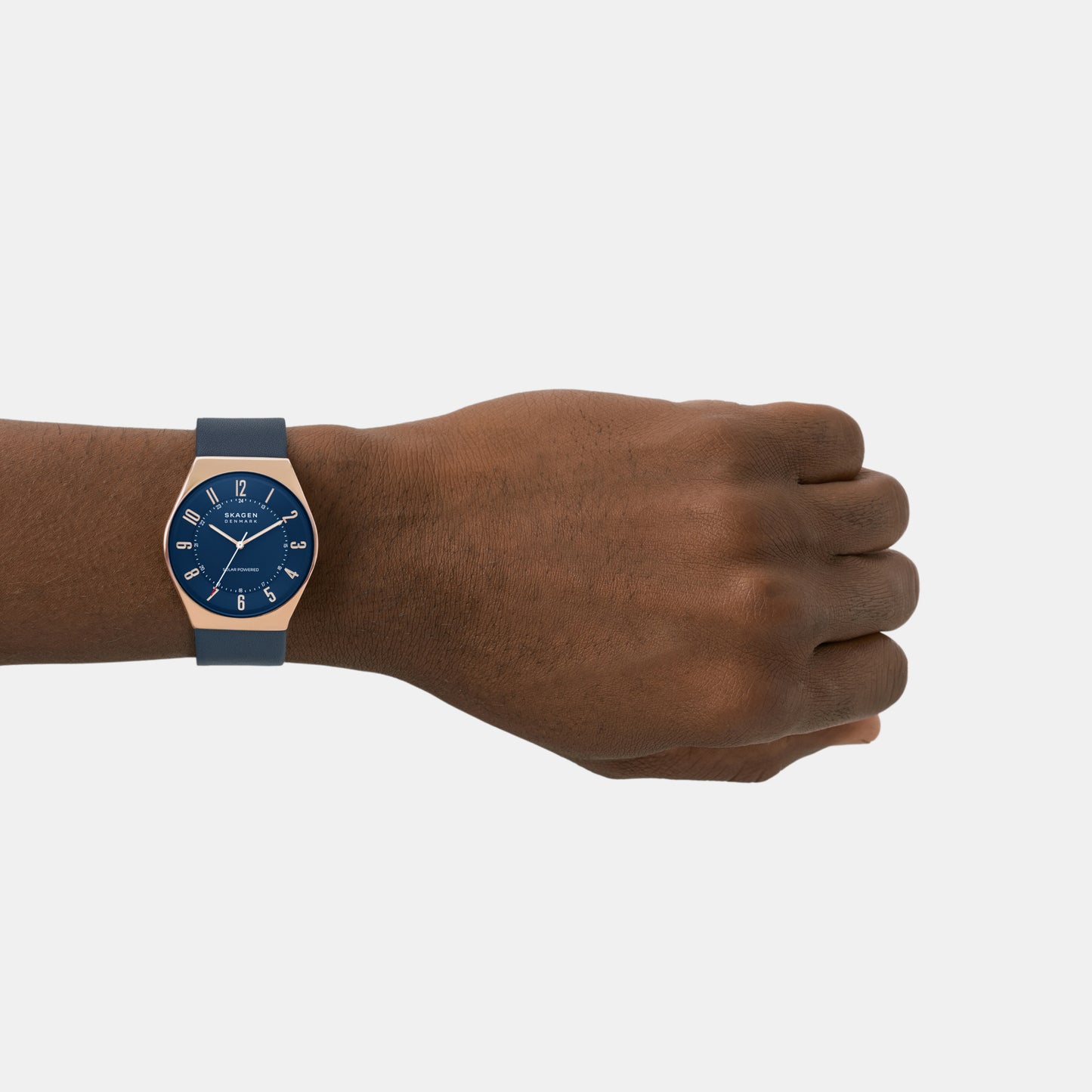Male Grenen Solar-Powered Ocean Blue Leather Watch SKW6834