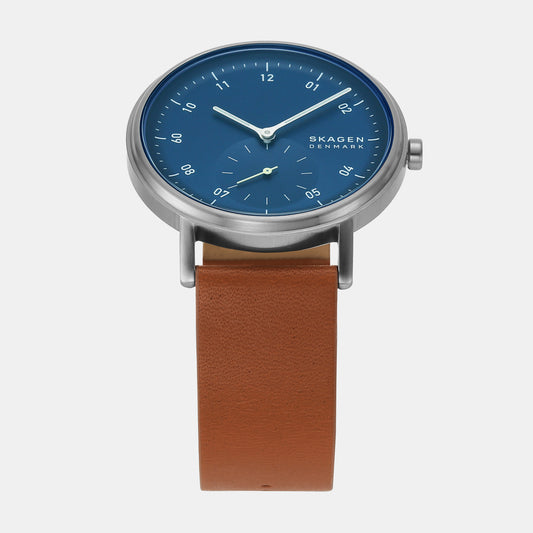 Kuppel Men Quartz Blue Dial Analog Leather Watch SKW6888 Skagen 44 mm Round Quartz watch