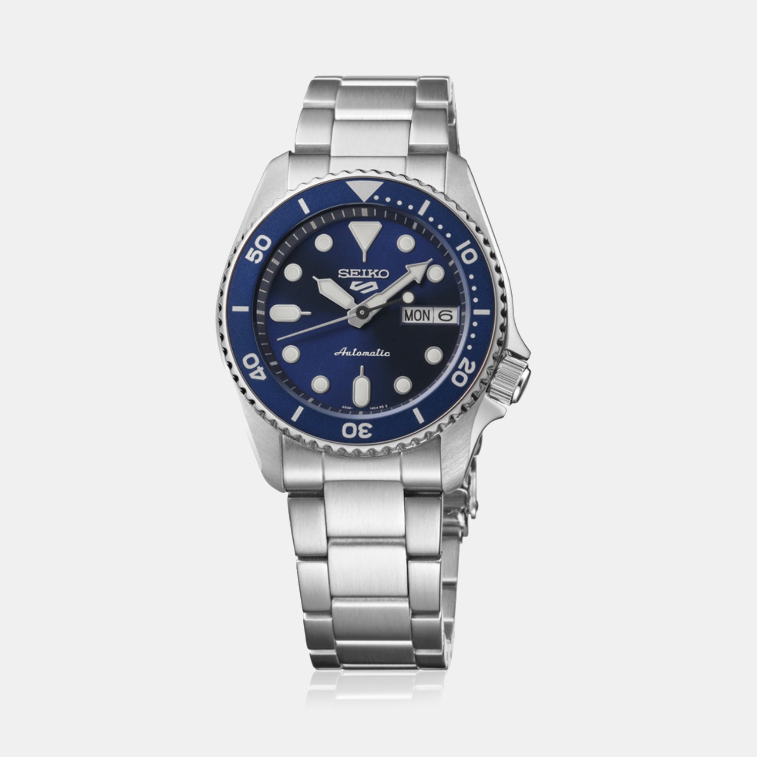 Seiko 5 Sports SKX Street Denim Blue Dial Silver Steel Strap Watch for Men - SRPL77K1