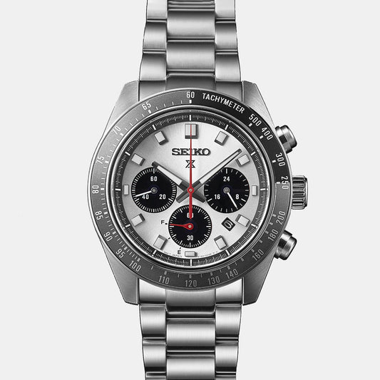 Prospex Men Solar White Dial Chronograph Stainless Steel Watch SSC911P1 Seiko 41.4 mm Round Solar watch