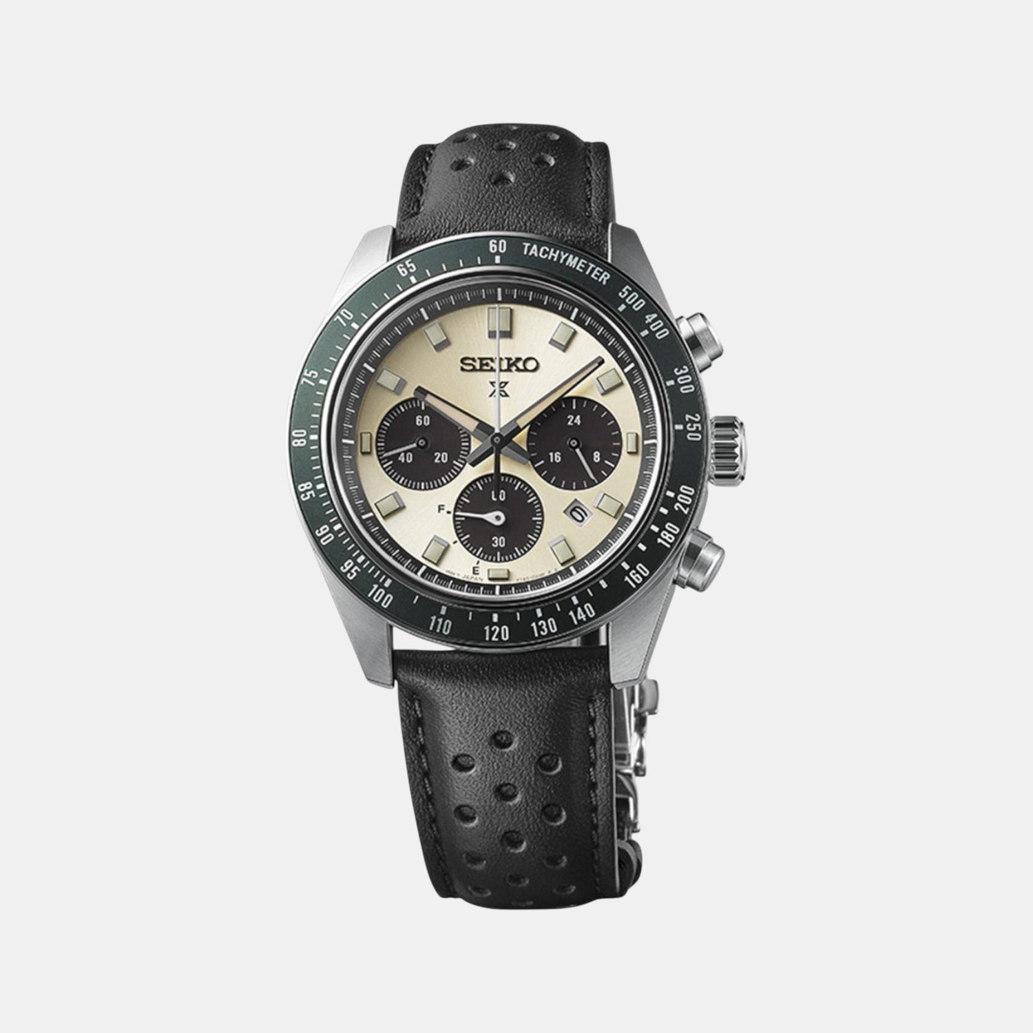 Seiko Prospex Men Black Chronograph Leather Watch SSC943P1 – Just