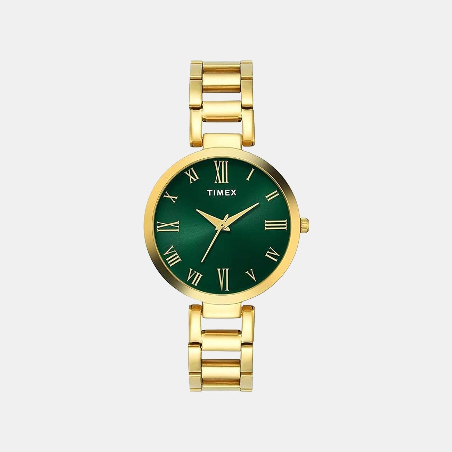 Timex Fashion Women Quartz Green Dial Analog Stainless Steel Watch
