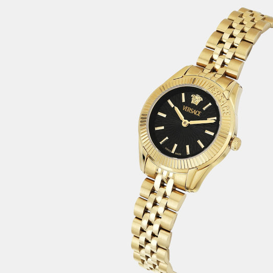 Greca Time Women Quartz Black Dial Analog Stainless Steel Watch VE9CA0424 Greca Time Women Quartz Black Dial Analog Stainless Steel Watch VE9CA0424