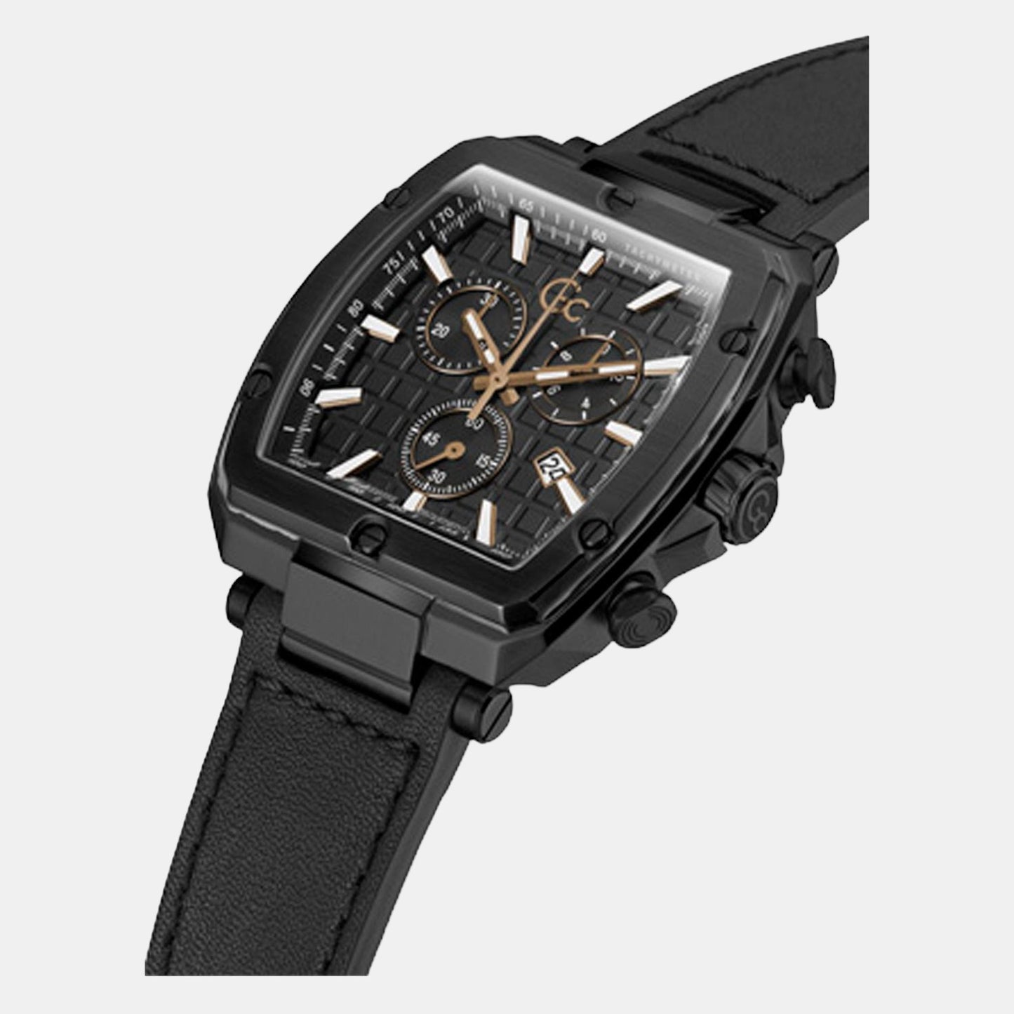 Male Black Leather Chronograph Watch Y83003G2MF