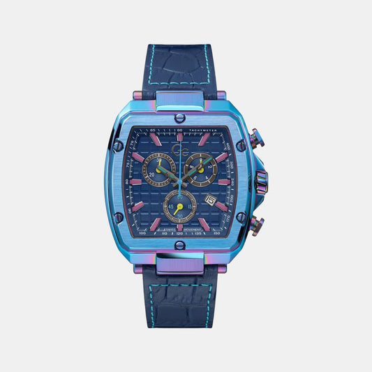 Male Blue Leather Chronograph Watch Y83010G2MF