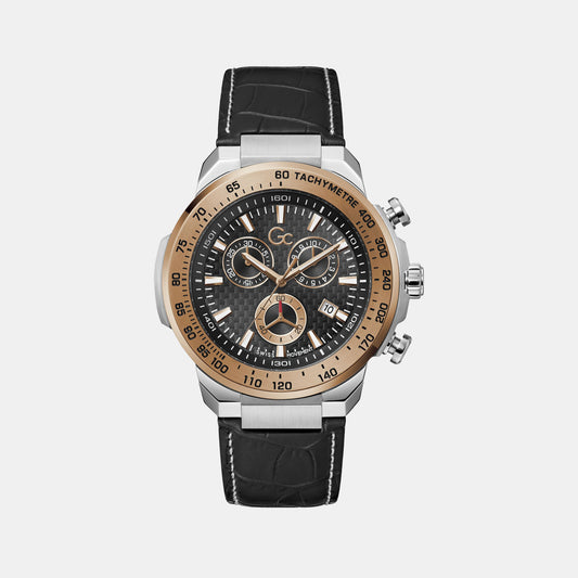 Male Black Chronograph Genuine Leather Watch Z35003G4MF