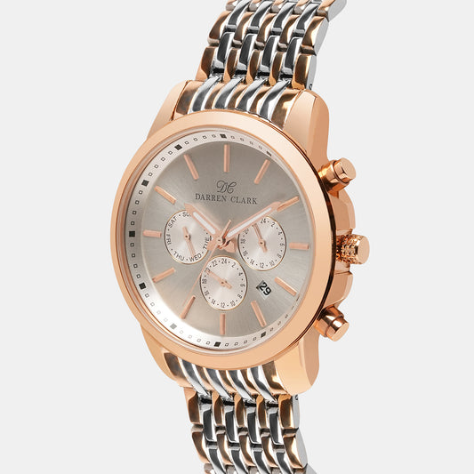 Men Quartz Silver Dial Chronograph Stainless Steel Watch 1008C-M0303 Darren Clark 40 mm Round Quartz watch