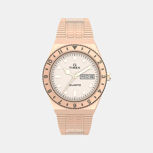 Q Timex Female Cream Analog Stainless Steel Watch TW2U95700UJ