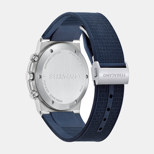Me-Ferragamo Sapphire Chr Men Quartz Blue Dial Chronograph Silicone Watch SFME00923 Ferragamo 41 mm Round Quartz watch