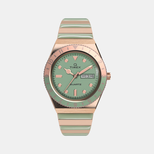 Q Timex Female Green Analog Stainless Steel Watch TW2V38700UJ
