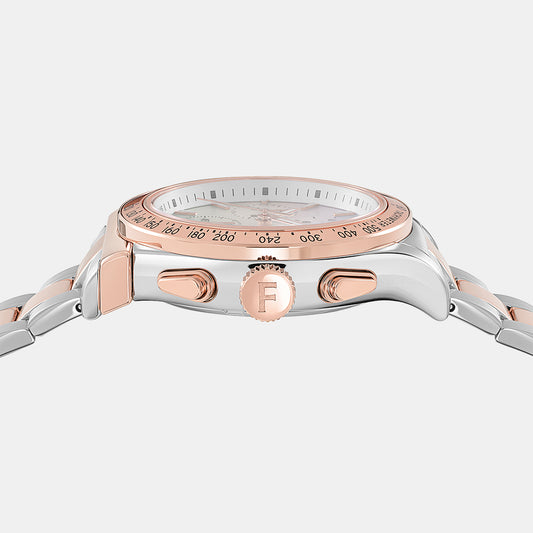 Kw-1927 Chrono Lady 38Mm- Unisex Quartz White Dial Chronograph Stainless Steel Watch SFKW00423 Ferragamo Unisex Round White watch