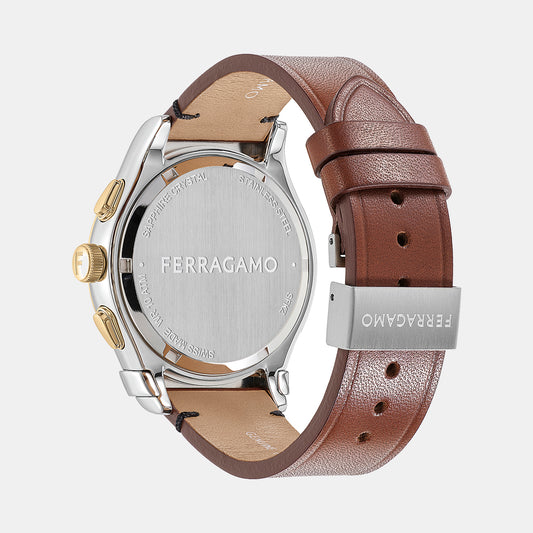 Kz-1927 Chrono 42Mm-Fw Men Quartz Black Dial Chronograph Leather Watch SFKZ00323 Ferragamo 42 mm Round Quartz watch