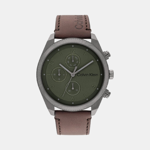 Impact Male Green Chronograph Leather Watch 25200363