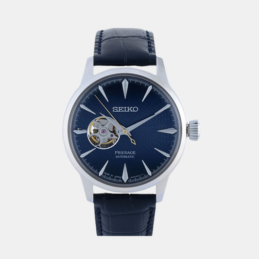 Presage Male Blue Analog Leather Automatic Watch SSA405J1