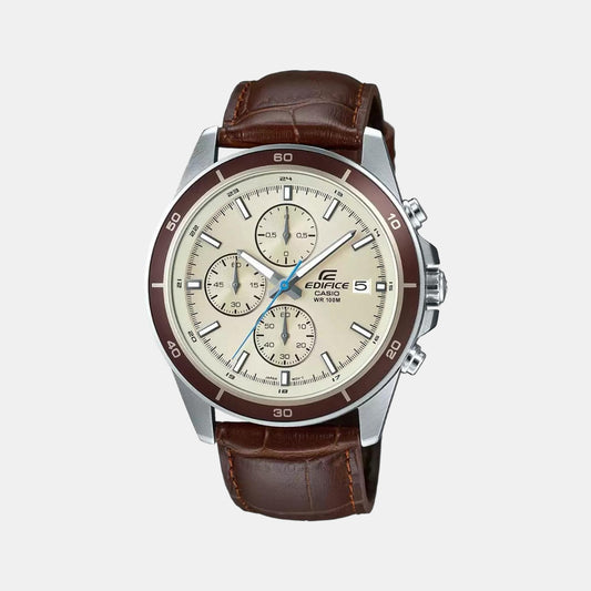 Edifice Male Leather Chronograph Watch EX303