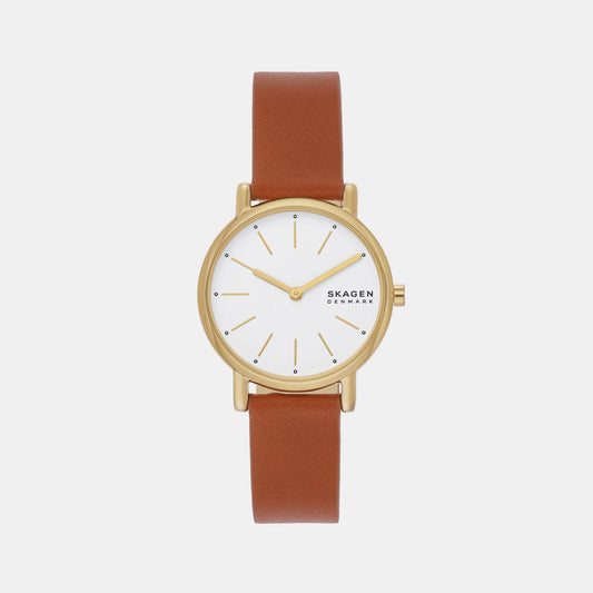 Female White Analog Leather Watch SKW3121