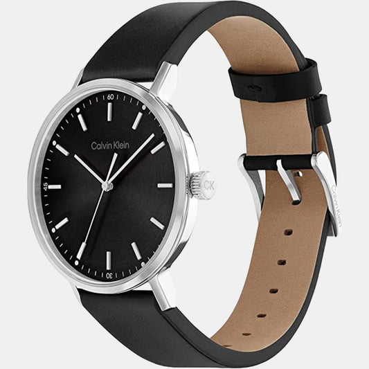 Modern Men Quartz Black Dial Analog Leather Watch 25200050 Calvin Klein 42 mm Round Quartz watch