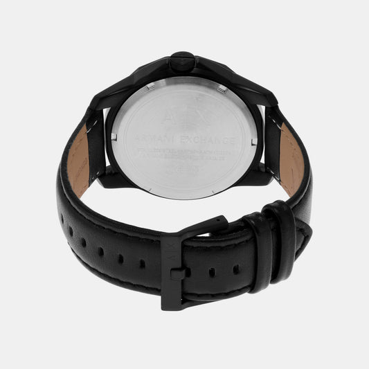 Banks Men Quartz Black Dial Analog Leather Watch AX7147SET Armani Exchange 44 mm Round Quartz watch