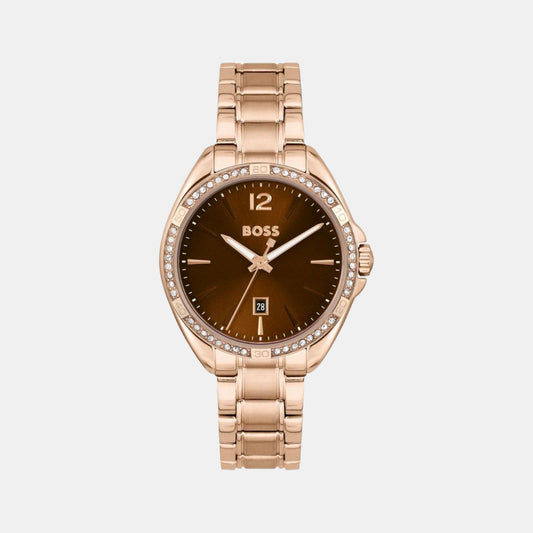 Female Brown Analog Stainless Steel Watch 1502621