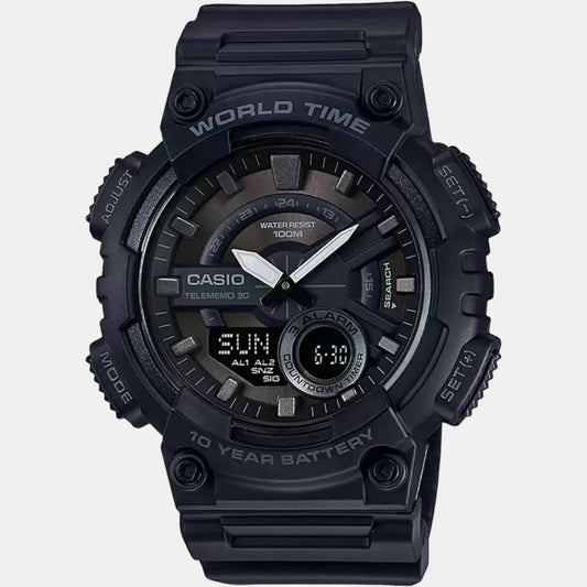 Youth Men Quartz Black Dial Analog-Digital Resin Watch AD218 Casio 47 mm Round Quartz watch