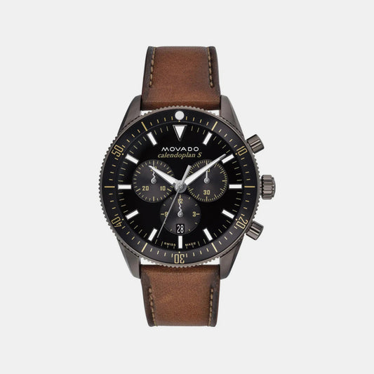 Heritage Male Black Chronograph Leather Watch 3650123