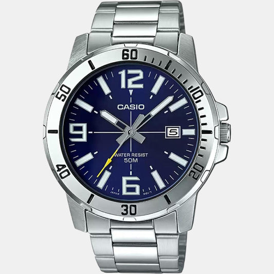 Enticer Men Quartz Blue Dial Analog Stainless Steel Watch A1363 Casio 45 mm Round Quartz watch