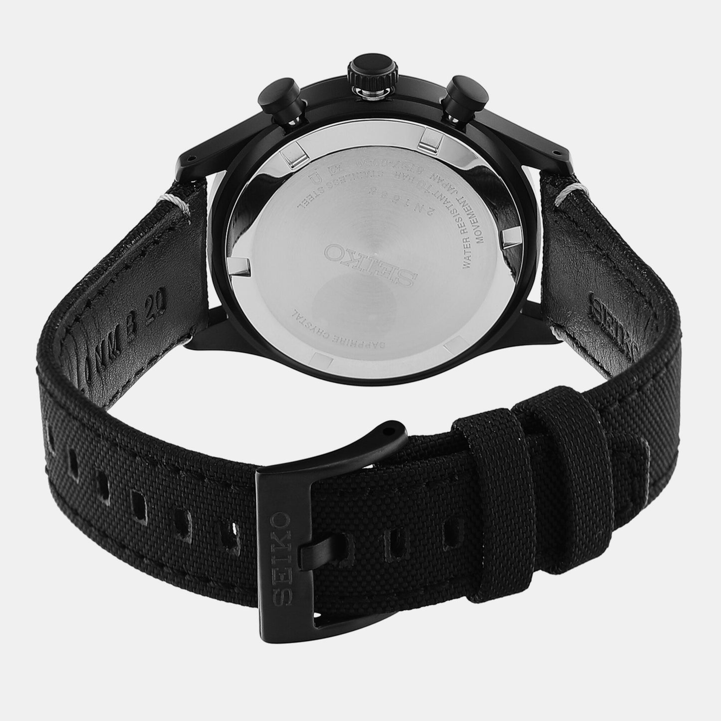 Male Black Chronograph Leather Watch SSB421P1