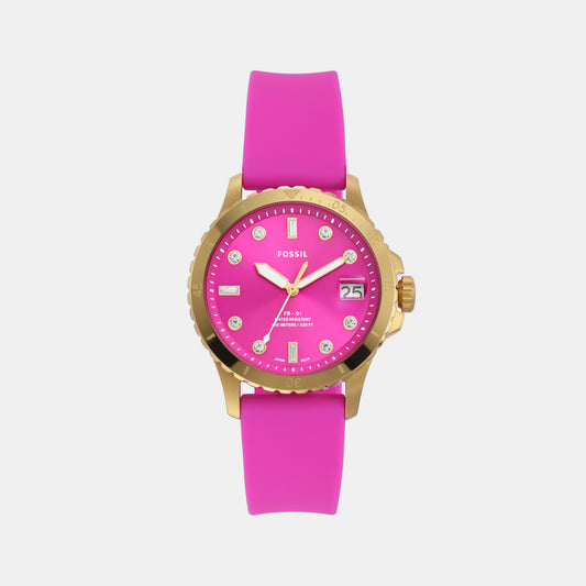 Female Pink Analog Silicone Watch ES5290