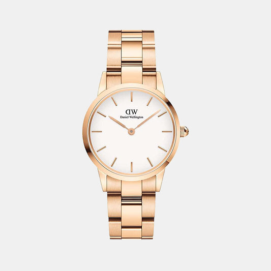 Iconic Female White Analog Stainless Steel Watch DW00100213K