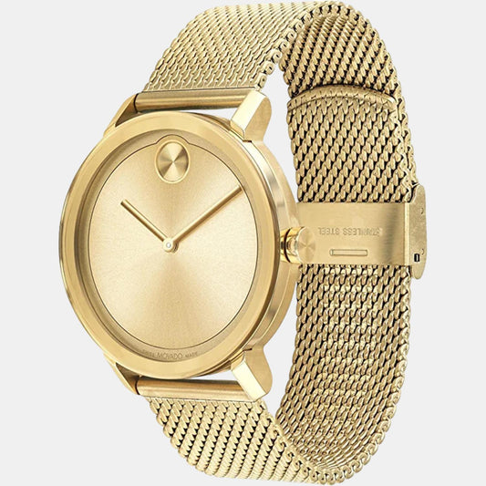 Bold Evolution Men Quartz Gold Dial Analog Stainless Steel Watch 3600791 Movado 40 mm Round Quartz watch