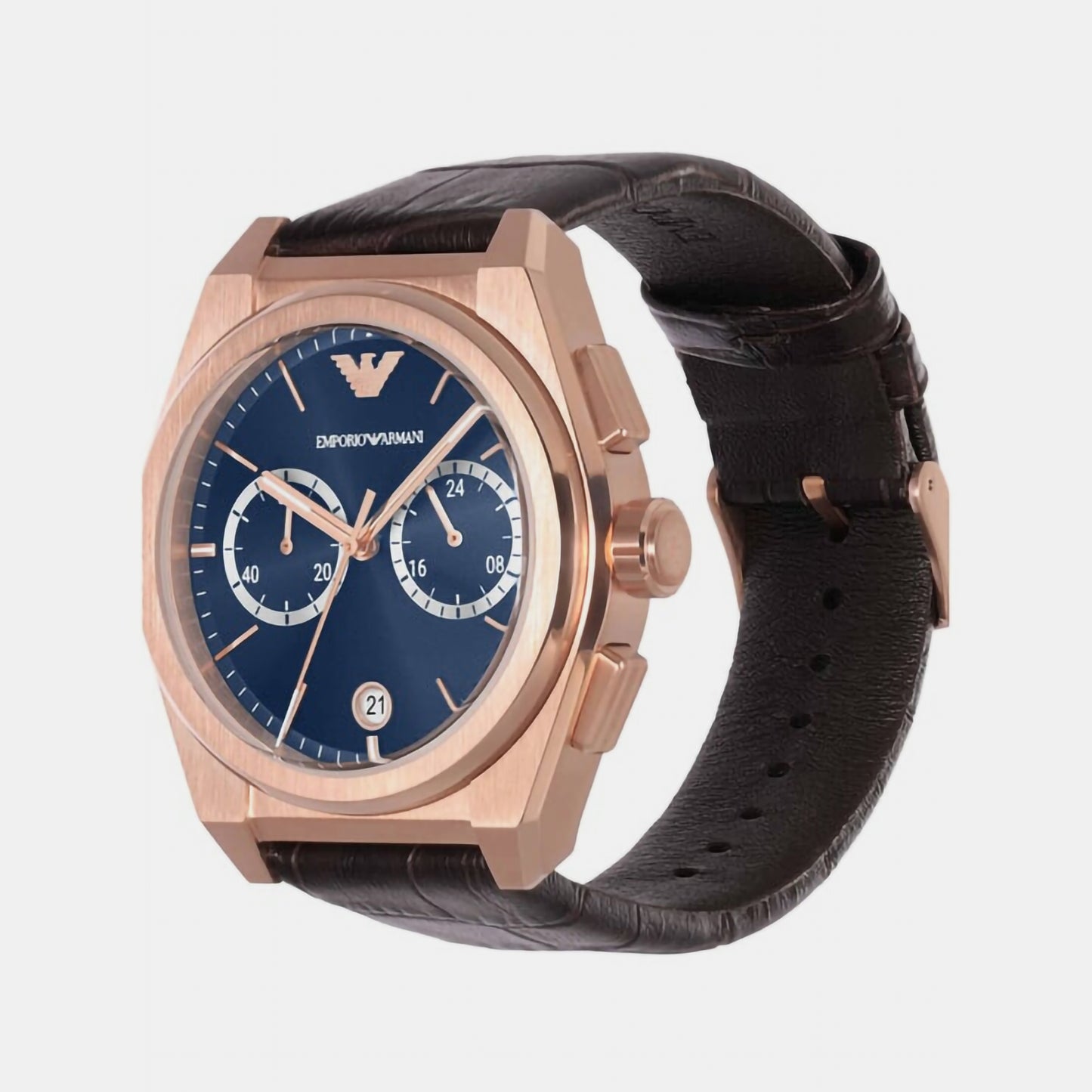 Male Blue Chronograph Leather Watch AR11563