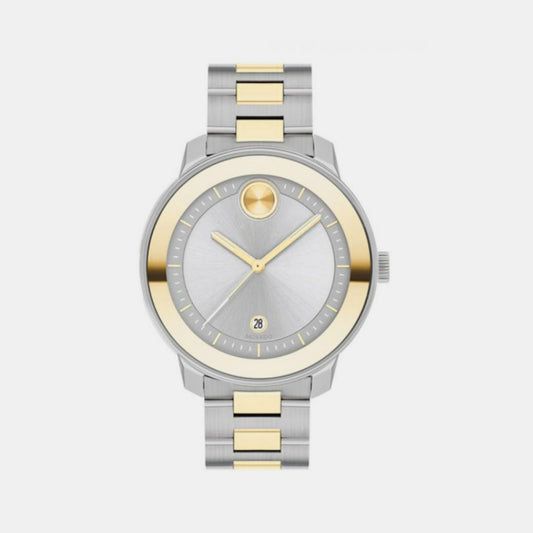 Bold Female Male Silver Analog Stainless Steel Watch 3600749