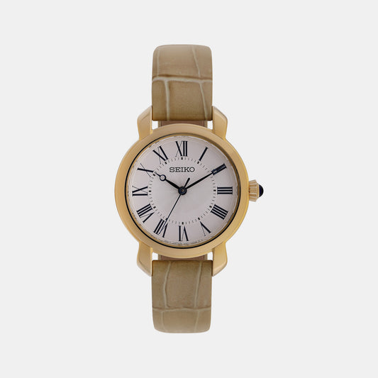 Female White Analog Leather Watch SUR626P3
