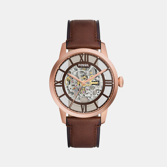 Male Brown Analog Leather Automatic Watch ME3259