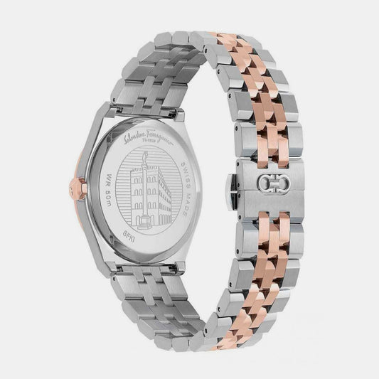 Ki-Vega New 40Mm Men Quartz Silver Dial Analog Stainless Steel Watch SFKI00323 Ferragamo 40 mm Round Quartz watch