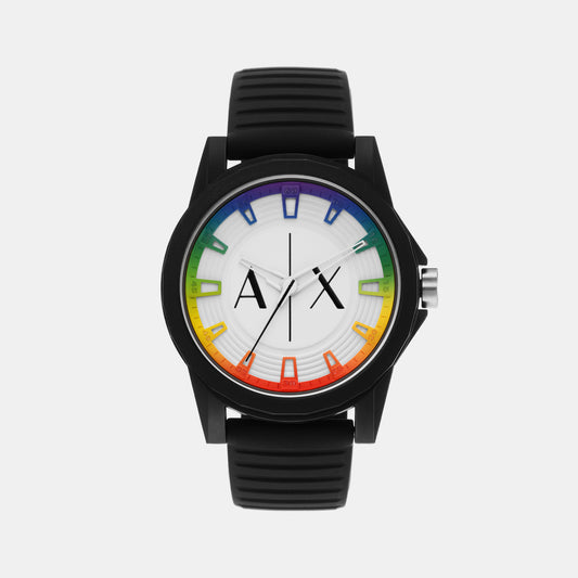 Male White Analog Silicone Watch AX2531