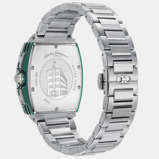 Ke-F-80 Tonneau Men Quartz Green Dial Chronograph Stainless Steel Watch SFKE00523 Ferragamo 42 mm Tonneau Quartz watch