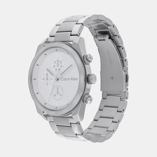 Impact Men Quartz Silver Dial Chronograph Stainless Steel Watch 25200356 Calvin Klein 44 mm Round Quartz watch