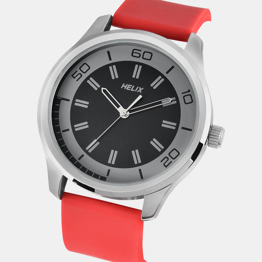 Men Quartz Black Dial Analog Silicone Watch TW043HG23 Helix 46 mm Round Quartz watch