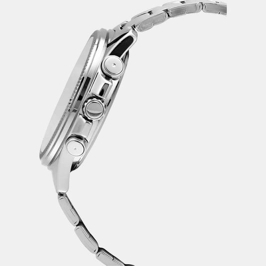 Enticer Men Quartz Silver Dial Chronograph Stainless Steel Watch A837 Casio 49 mm Round Quartz watch