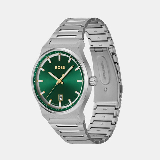 Candor Men Quartz Green Dial Analog Stainless Steel Watch 1514079 Boss 41 mm Round Quartz watch